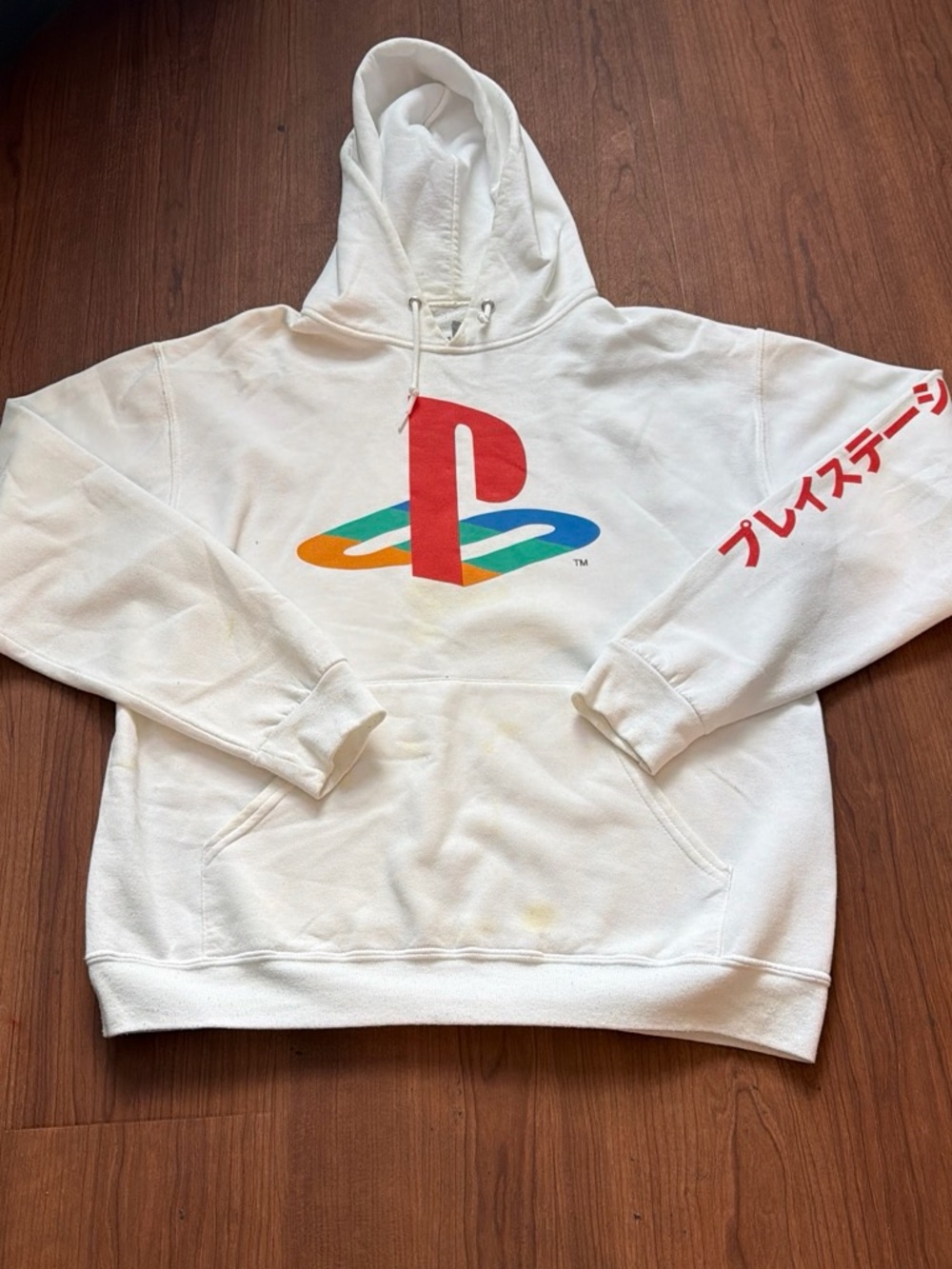 Sony White Hoodie with Multicolor PlayStation Logo